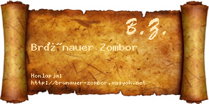 Brünauer Zombor névjegykártya